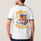 👕 🍤 Shrimp Flash Tattoo Men's Ringer T - Shirt (Schwarz voll)