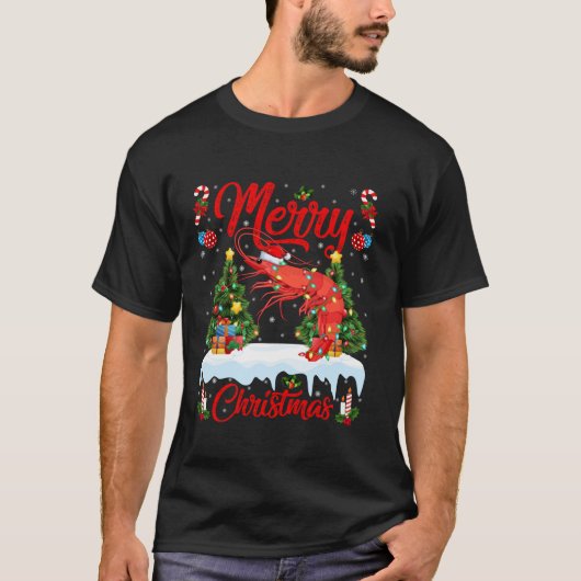 Shrimp frohe Weihnachtsbaum Lighting Santa Shrimp T-Shirt (Vorderseite)