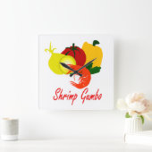 Shrimp Gumbo Quadratische Wanduhr (Zuhause)