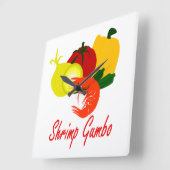 Shrimp Gumbo Quadratische Wanduhr (Winkel)