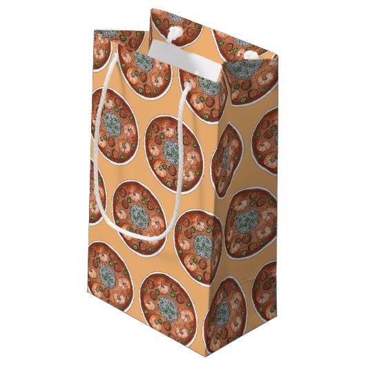 Shrimp Gumbo Stew Louisiana LA New Orleans Food Kleine Geschenktüte (Rückseite Schrägansicht)