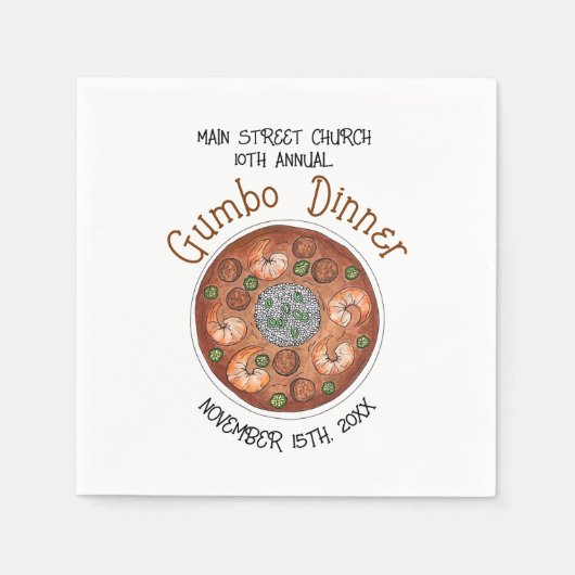 Shrimp Gumbo Stew Louisiana LA New Orleans Food Serviette (Vorderseite)
