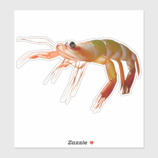 Shrimp kleiner Typ hart Aufkleber (Blatt)