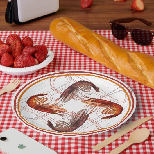 Shrimp Long Antennay Garwns Seafood Pappteller (Picknick)