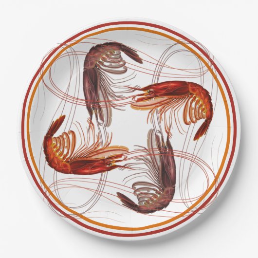 Shrimp Long Antennay Garwns Seafood Pappteller (Vorderseite)