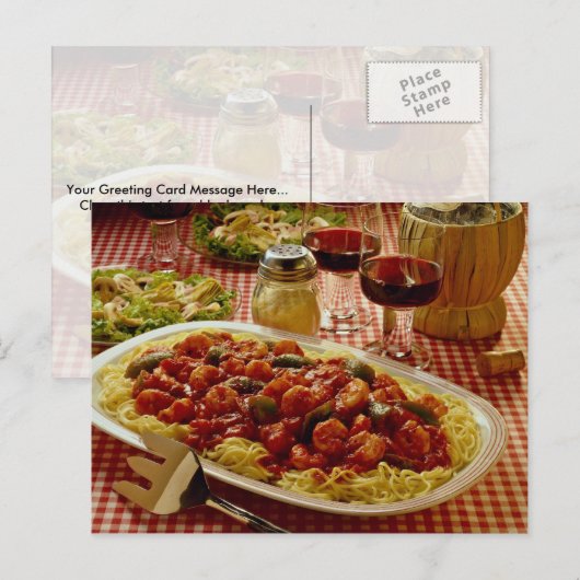 Shrimp marinara Abendessen Postkarte (Vorne/Hinten)