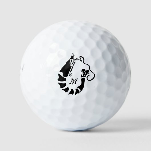 Shrimp Monogram im Schwarzen Stilstil Golfball (Vorderseite)