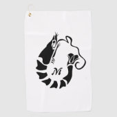 Shrimp Monogram im Schwarzen Stilstil Golfhandtuch (Vorderseite)