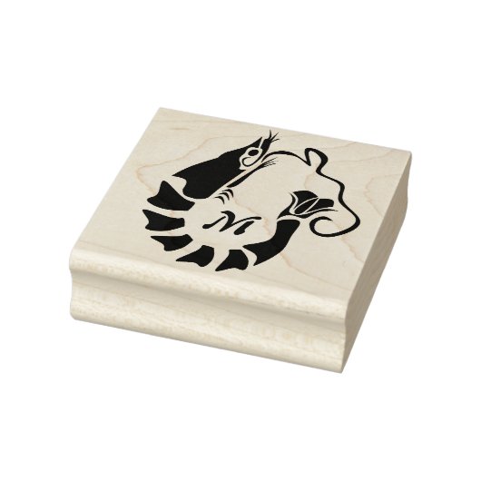 Shrimp Monogram im Schwarzen Stilstil Gummistempel (Stempel)