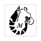 Shrimp Monogram im Schwarzen Stilstil Gummistempel (Prägung)
