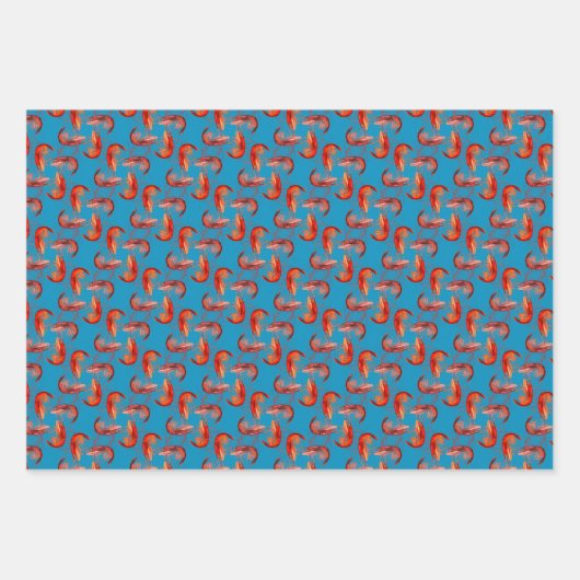 Shrimp-Muster für lange Antennen Geschenkpapier Set (Vorderseite 2)