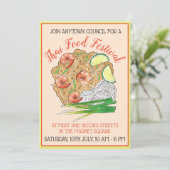 Shrimp Pad Thai Noodles Restaurant Einladung (Stehend Vorderseite)