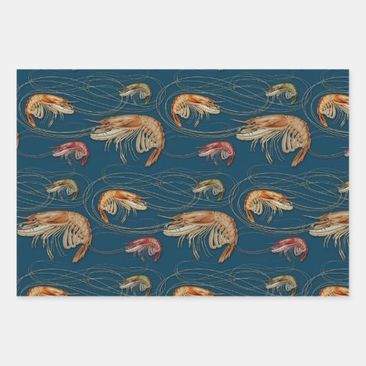 Shrimp Prawns Pattern Geschenkpapier Set (Vorderseite 3)