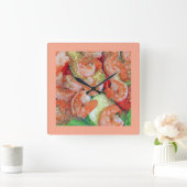 Shrimp Salad  Quadratische Wanduhr (Zuhause)