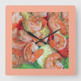 Shrimp Salad Quadratische Wanduhr