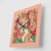 Shrimp Salad  Quadratische Wanduhr (Winkel)