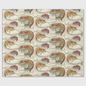 Shrimp Seafood Shellfish Muster Ecru Geschenkpapier (Flach)