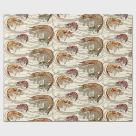 Shrimp Seafood Shellfish Muster Ecru Geschenkpapier (Flach)