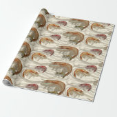 Shrimp Seafood Shellfish Muster Ecru Geschenkpapier (Ungerollt)
