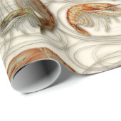 Shrimp Seafood Shellfish Muster Ecru Geschenkpapier (Rolleneckpunkt)