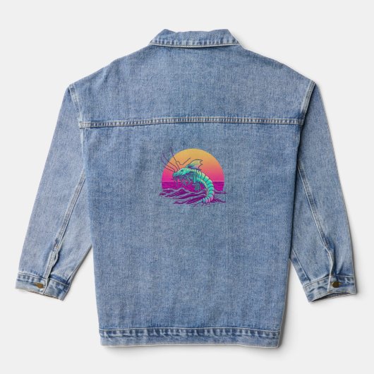 Shrimp Synthwave 80er Retrowave Ästhetik Jeansjacke (Rückseite)