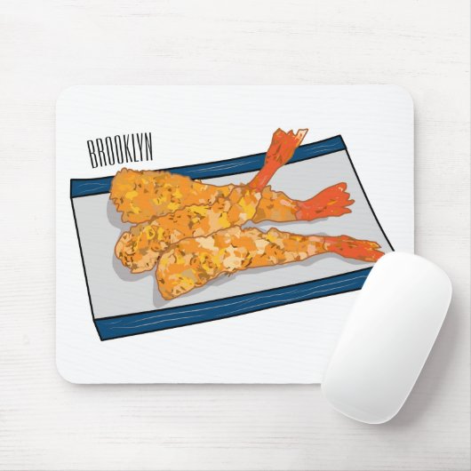 Shrimp tempura Cartoon Illustration Mousepad (Mit Mouse)