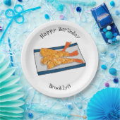 Shrimp tempura Cartoon Illustration Pappteller (Party)