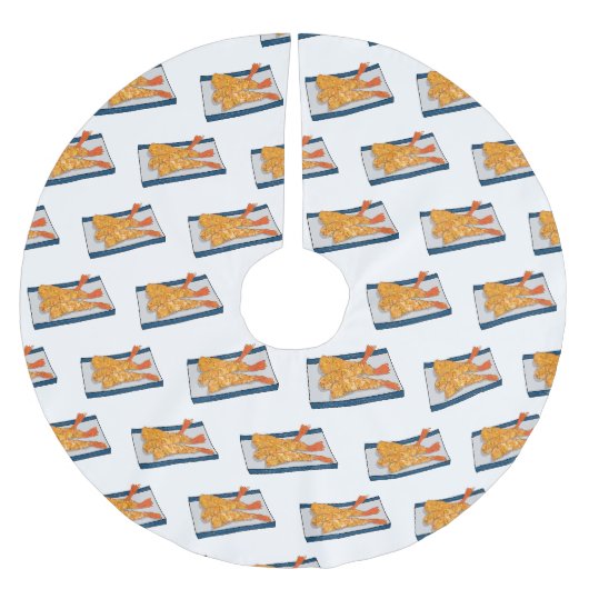 Shrimp tempura Cartoon Illustration Polyester Weihnachtsbaumdecke (Vorderseite)
