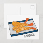 Shrimp tempura Cartoon Illustration Postkarte (Vorne/Hinten)