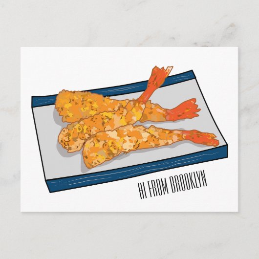 Shrimp tempura Cartoon Illustration Postkarte (Vorderseite)