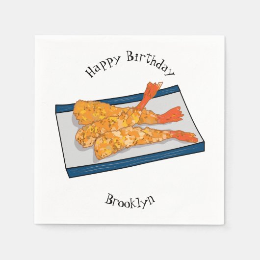 Shrimp tempura Cartoon Illustration Serviette (Vorderseite)