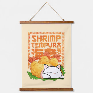 Shrimp Tempura Cat Wandteppich Mit Holzrahmen