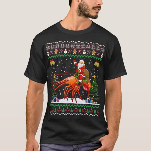 Shrimp Ugly Xmas Geschenk Santa Riding Shrimp Chri T-Shirt (Vorderseite)