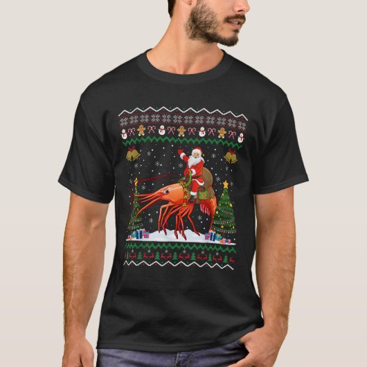 Shrimp Ugly Xmas Geschenk Santa Riding Shrimp Chri T-Shirt (Vorderseite)