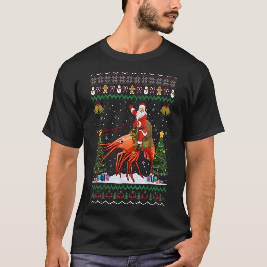 Shrimp Ugly Xmas Geschenk Santa Riding Shrimp Chri T-Shirt (Vorderseite)