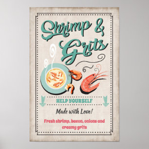 Shrimp und Grits Party Sign Poster