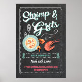 Shrimp und Grits Party Sign Poster (Vorne)