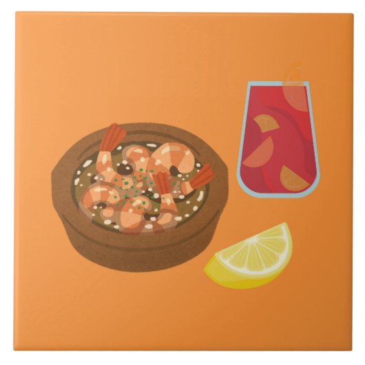 Shrimp und Sangria Fliese (Vorderseite)