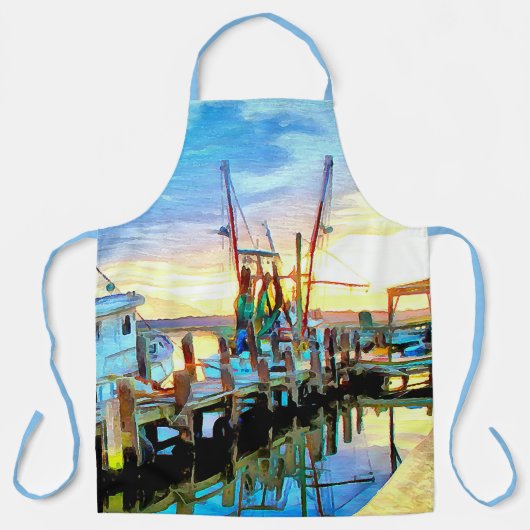 Shrimpenboot bei Sunset Painterly Schürze (Vorderseite)