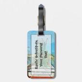 Shrimpenboot Dockierte Abstrakten Impressionismus Gepäckanhänger (Rückseite vertikal)