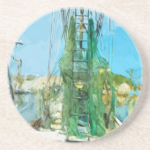 Shrimpenboot Dockierte Abstrakten Impressionismus Untersetzer (Vorne)