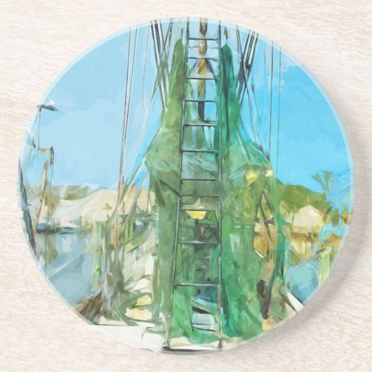 Shrimpenboot Dockierte Abstrakten Impressionismus Untersetzer (Vorne)