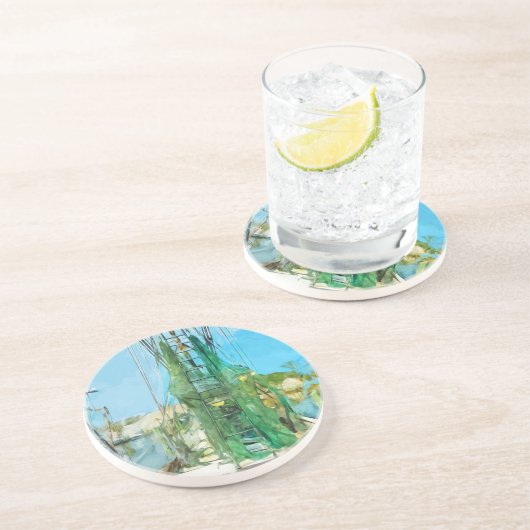 Shrimpenboot Dockierte Abstrakten Impressionismus Untersetzer (Seite)