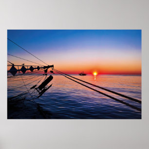 Shrimping Sunset Poster