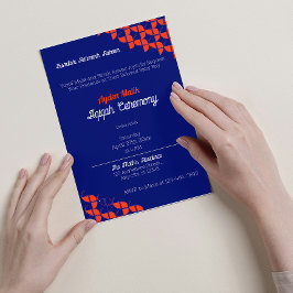 SHRIMPLY Blue Orange Muster, Aqiqah Baby Dusche Einladung