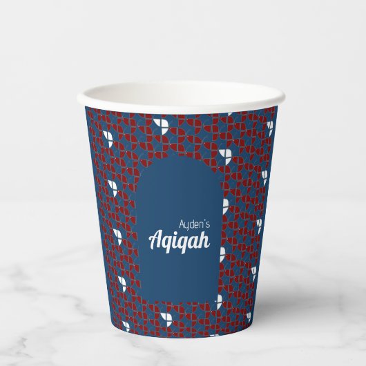 SHRIMPLY Blue Red Aqiqah Baby Dusche Pappbecher (Vorderseite)