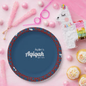 SHRIMPLY Blue Red Pattern, Aqiqah Baby Dusche Pappteller (Party)