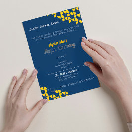 SHRIMPLY Blue Yellow Pattern, Aqiqah Baby Dusche Einladung