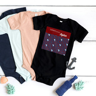 SHRIMPLY Funtastic Retro Muster Blau Red Custom Baby Strampler