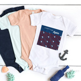 SHRIMPLY Funtastic Retro Muster Red Blue Custom Baby Strampler